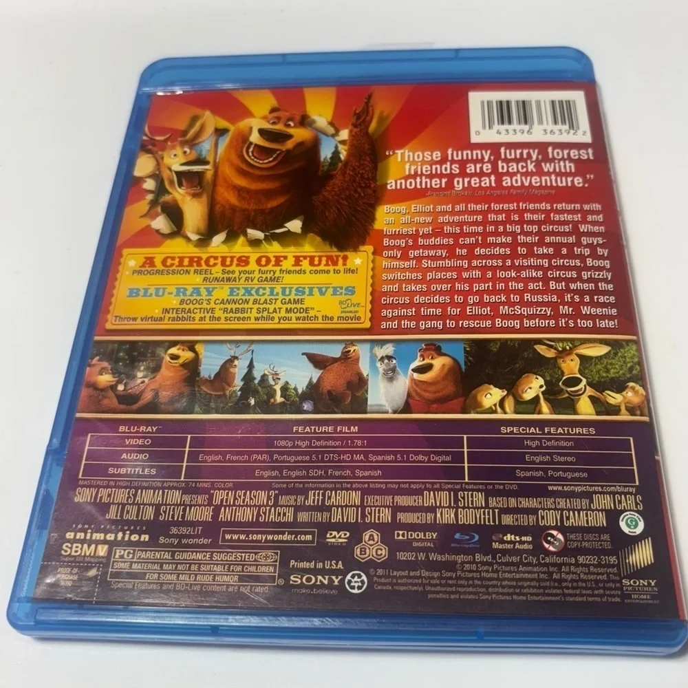 Open Season 3 Blu-Ray & DVD Combo Pack. Sony Pictures